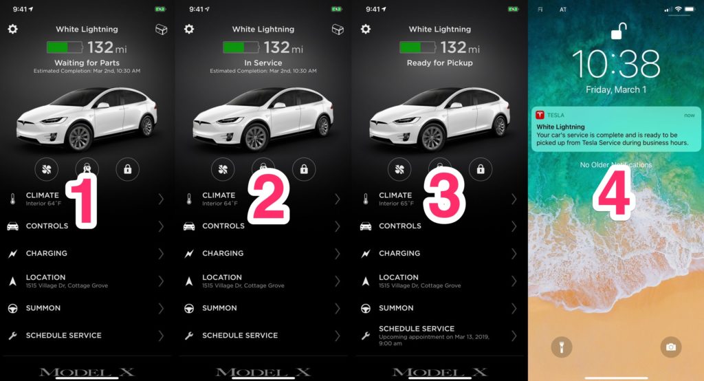 Tesla rolls out live status update for cars in service in latest mobile app push