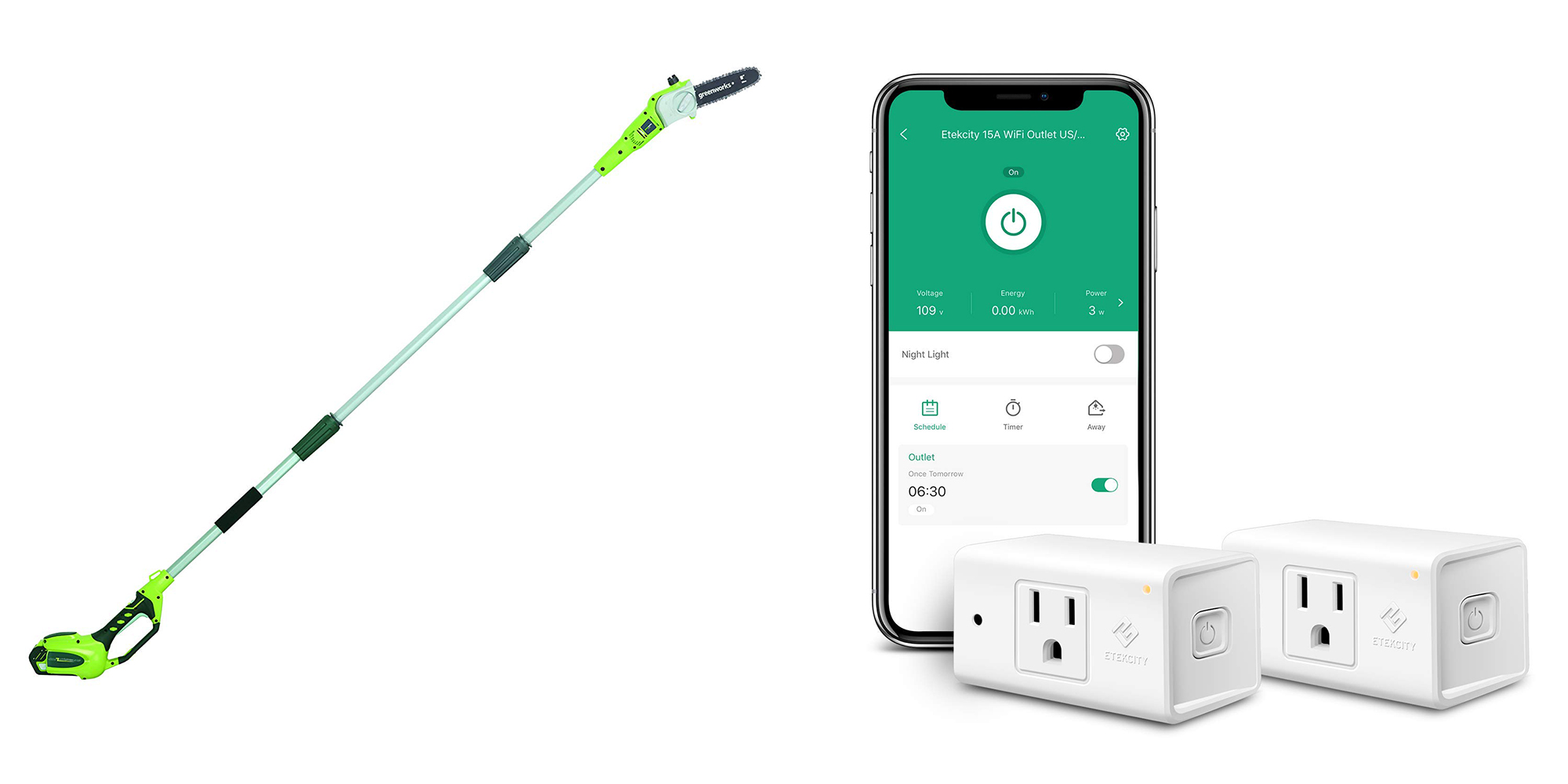 Save on a Greenworks Electric Pole Saw, Smart Plugs and more in today’s Green Deals