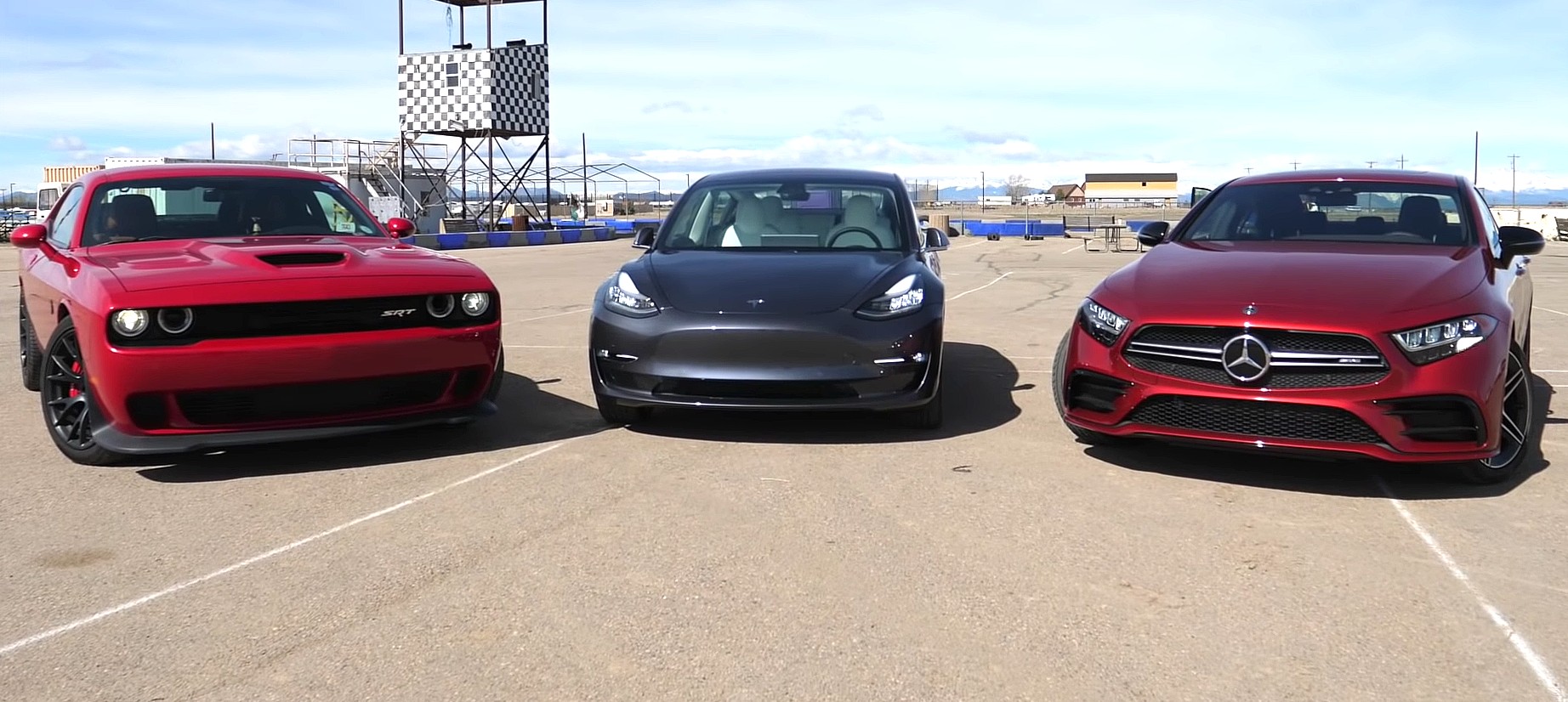Tesla Model 3 slays Dodge Hellcat and Mercedes CLS 53 in drag race