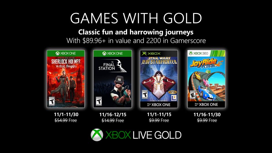New Games with Gold for November 2019