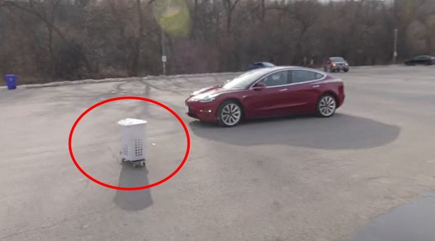 Watch Tesla Smart Summon react to a runaway “shopping cart” in latest obstacle test