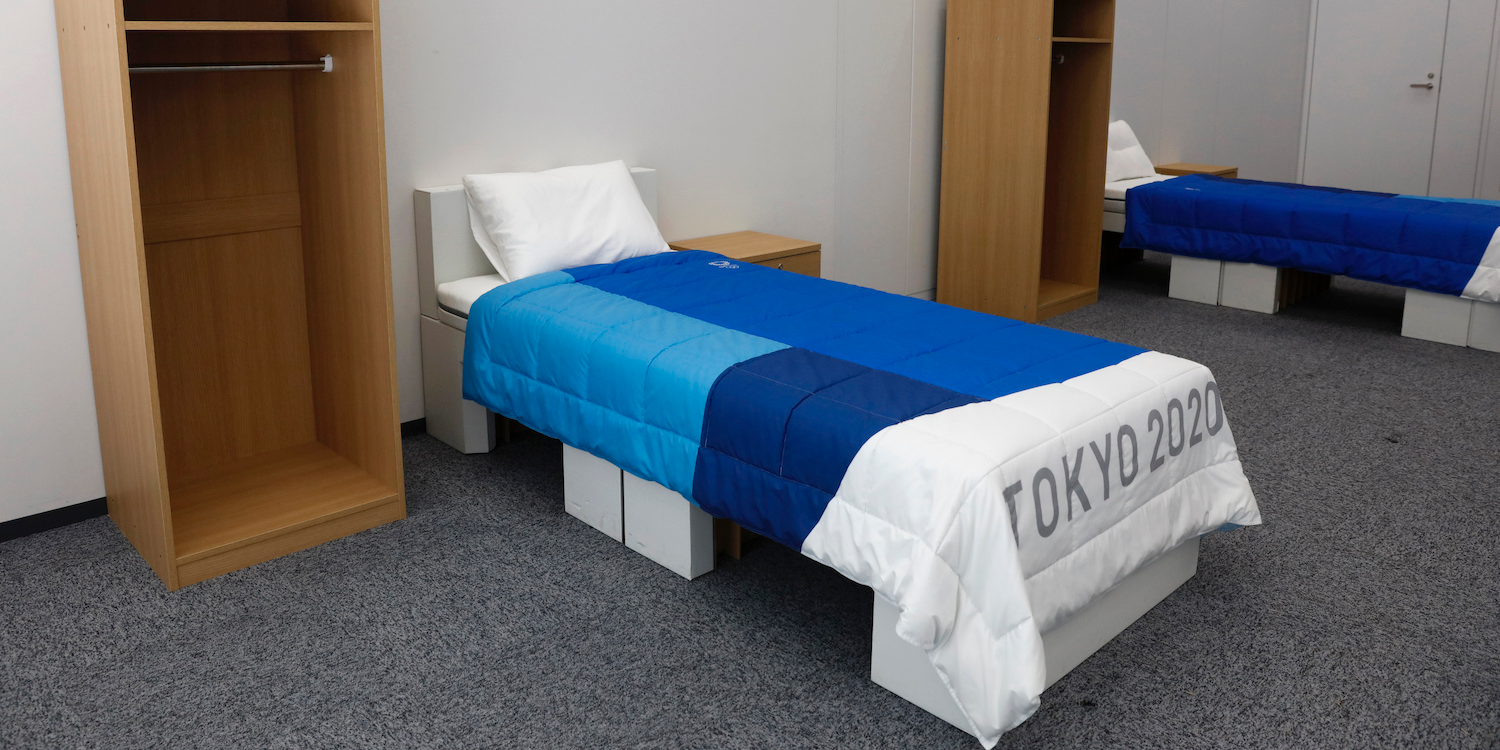The beds at the Tokyo Olympic village will be made of cardboard that organizers say is stronger than wood and can be recycled later