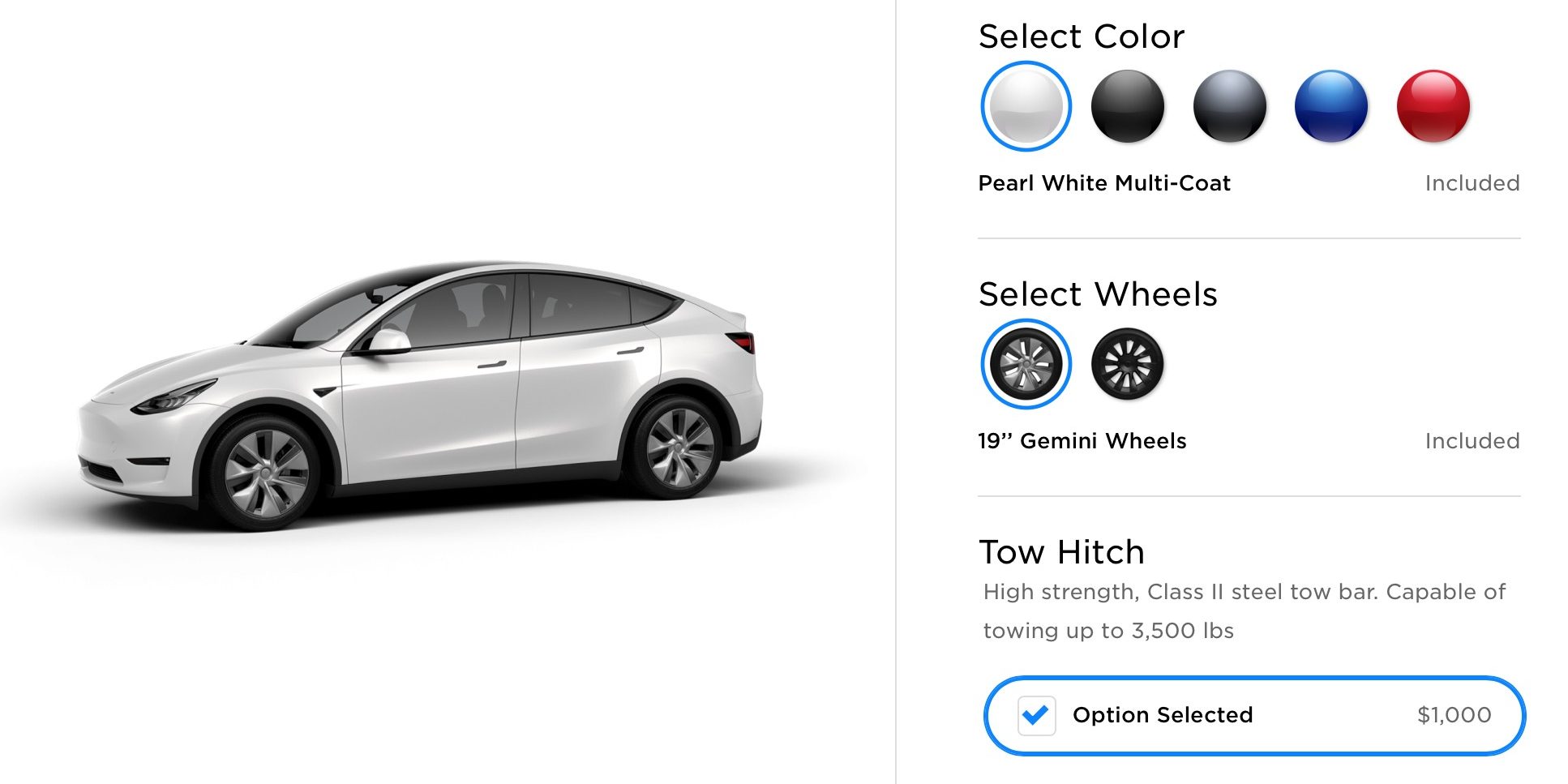 Tesla Model Y gets $1,000 tow hitch option, $450 roof rack accessory