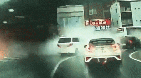 What Just Happened Here? Minivan Is Suddenly Tossed Into The Air In Japan