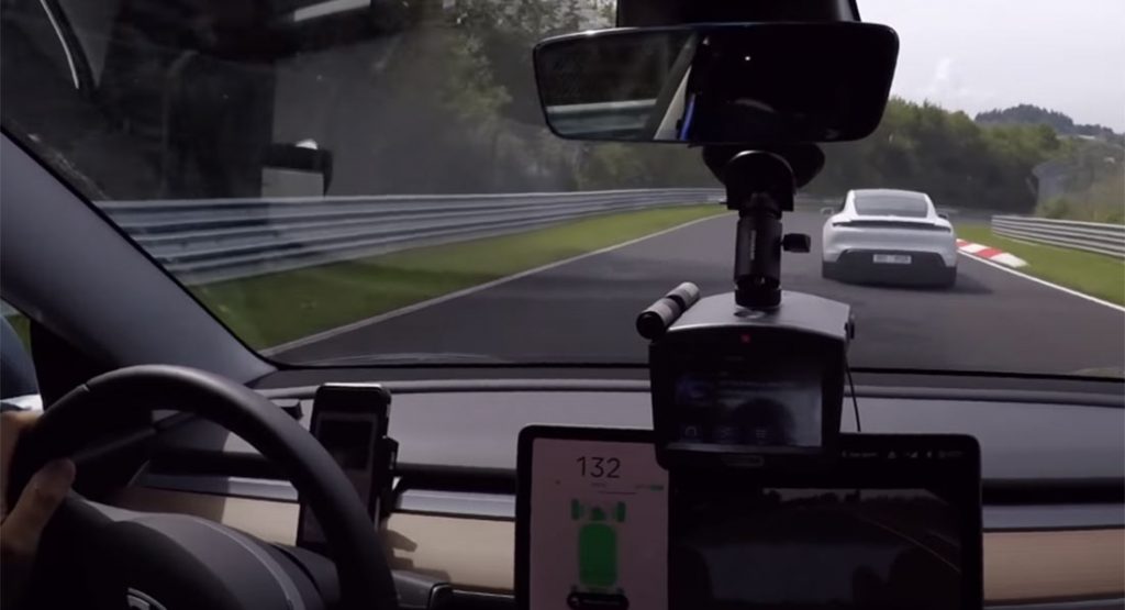 Watch A Tesla Model 3 Chase A Porsche Taycan On The Nurburgring