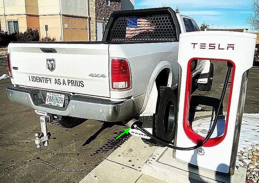 Tesla Supercharger occupied by Dodge 4×4 pickup that identifies ‘as a Prius’
