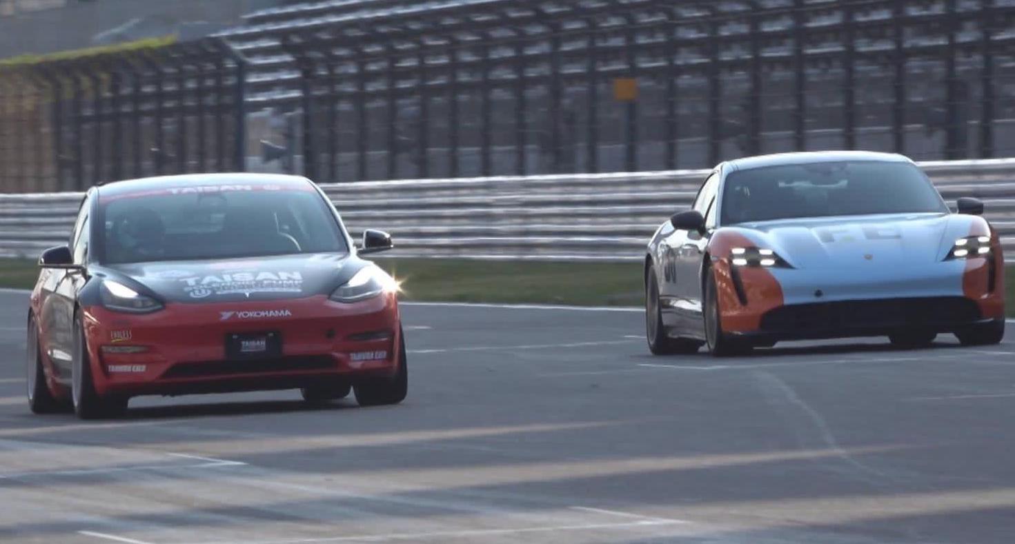 Tesla Model 3 duels the Porsche Taycan Turbo S in track race–with surprising results